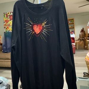 Torrid Black Sweater with Red Heart Design